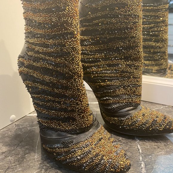 Stunning Barbara Bui Embroidered Glitter Boots - Picture 2 of 5